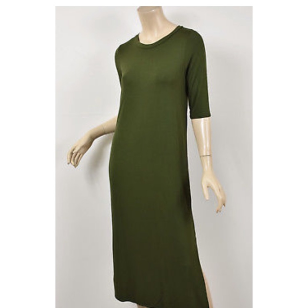 Agnes & Dora Lee Olive Green Midi Side-Slit Dress